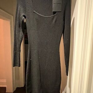 Black Ribbed Knit Dress